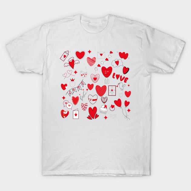 Doodle love set pattern T-Shirt by DigitalInDesignGoods